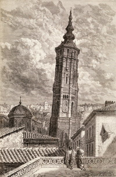 La Torre Nueva, Zaragoza in the 19th century by Gustave Dore